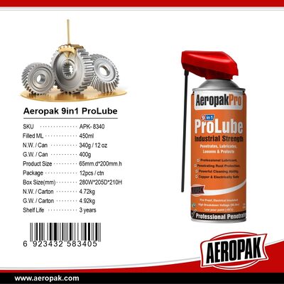 Aeropak 500ml Aerosol Industrial Strength Multifunction Pro Lubricant Oil Spray Electrically Safe