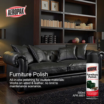 Aeropak 500ml Aerosol Spray Wood Furniture Care Cleaner Eco-Friendly High Active Content Liquid Essential Oil Wood Polish