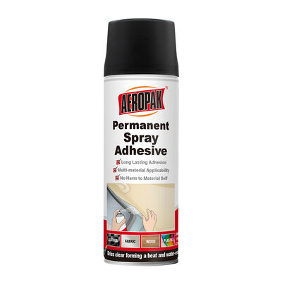 Aeropak 200ml এয়ারোসোল ফ্যাব্রিক-নির্দিষ্ট স্বচ্ছ স্থায়ী আঠালো স্প্রে উচ্চ স্প্রে কভারেজ জন্য সিল্যান্ট আঠালো